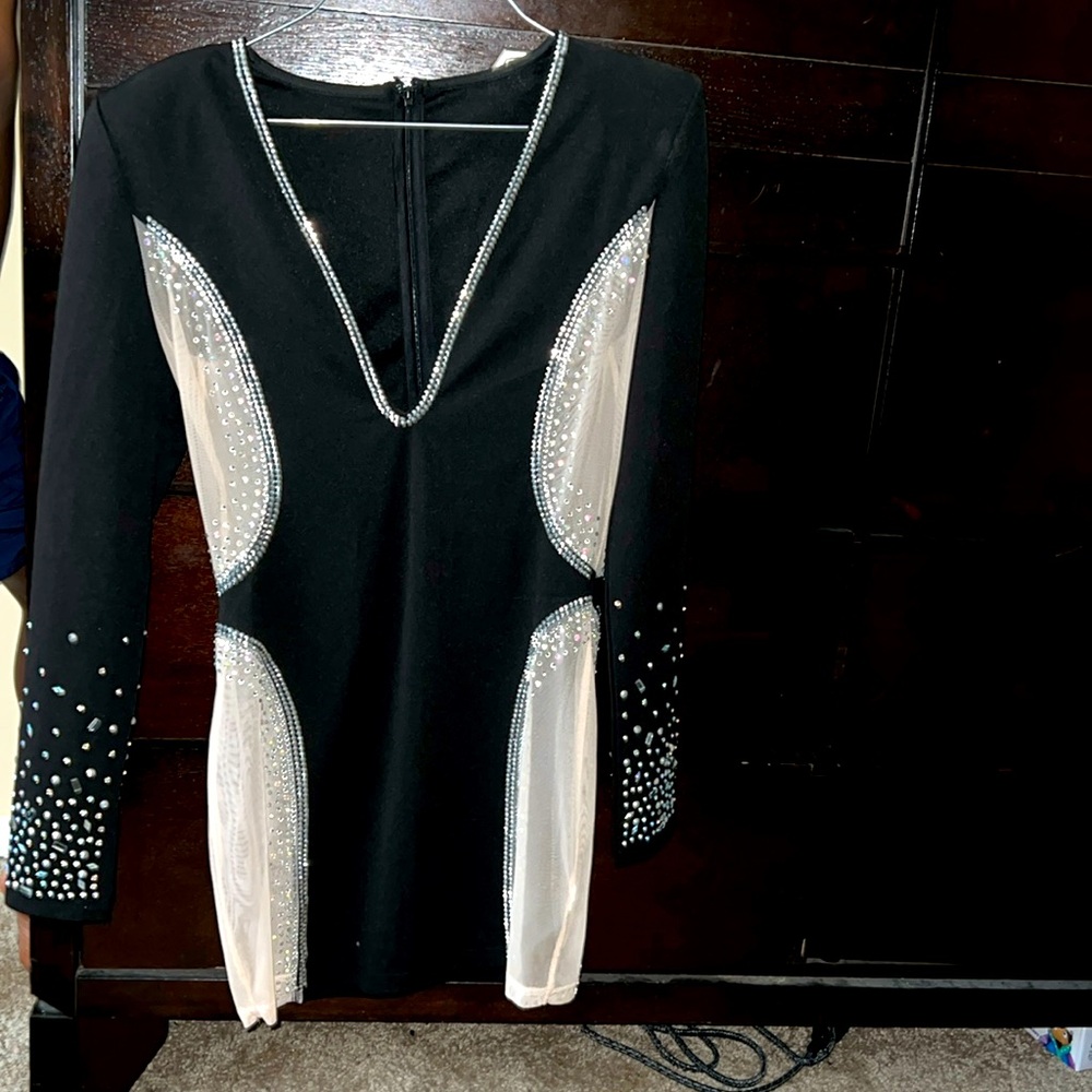 Black fitted mini dress